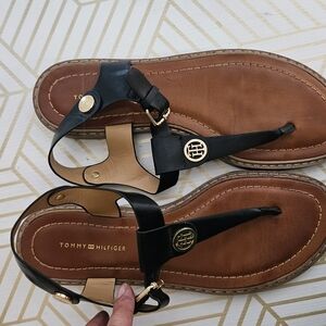 Tommy Hilfiger Black and Brown Sandals for Women